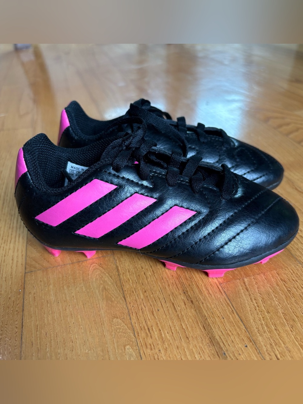 adidas Soccer Cleats Goletto VIII Jr Firm Ground Black Shock Pink Girls Size 10